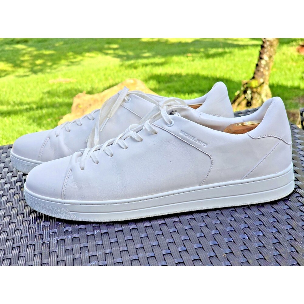 michael kors leather shoes optic white men 12, nate lace up